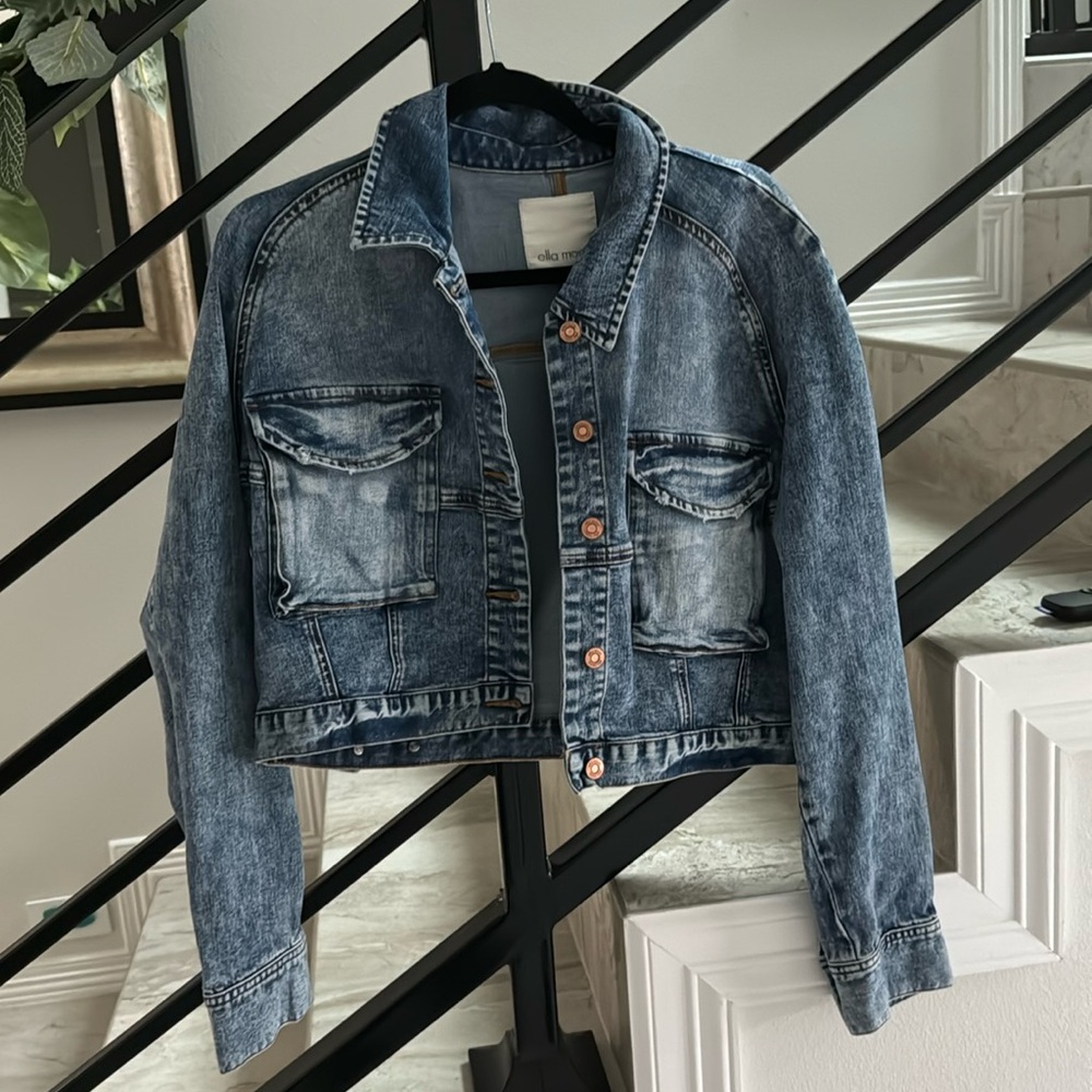 ella moss, blue jean jacket, size large